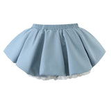 MQTIME  -  Fashion Elastic Low Waist Ruffles Swing Mini Skirts With Bud Shorts Underwear Lining Lace Cuff Skater Skirts Blue White Black