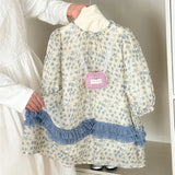  MQTIME  -  New Spring Baby Girls Printed Long Sleeve Dress Korean Style Children Ruched Sweet Princess Dresses