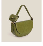 MQTIME  -  Vintage Green Shoulder Bag Women High Street Leather Casual Saddle Bag Handbag Female Retro Solid Crossbody Bags Ladies