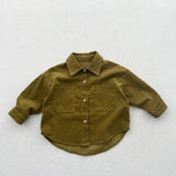  MQTIME  -  Autumn New Children Long Sleeve Shirts Cotton Girls Vintage Solid Coat Fashion Boys Casual Lapel Shirts Kids Clothes