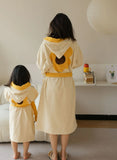 Mqtime SunFlower Cotton Bathrobe Soft Warm Bath Towel Robe Women KIds Long Sleeve Hooded Dressing Gowns Kimono Robe Home Clothing