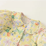 MQTIME  -  Summer Toddler Girl Clothes Korean Cartoon Cute Flowers Doll Collar Short Sleeve Baby Tops+Shorts Kids Boutique Clothing B100