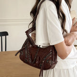 MQTIME  -   Niche Design Spice Girl Style Punk Texture Messenger Card Case Locomotive Armpit Bag New Autumn and Winter Commuter Bag