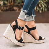 MQTIME  -  Women's Sandals Wedge Heel Summer Shoes Rome Style Peep Toe Sandals