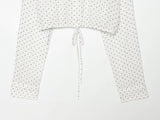  MQTIME  -  Elegant Women's Polka Dot Short Tulle Shirt Summer Lapel Long Sleeve Hem Drawstring Translucent Top Female Street Blouse