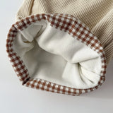 MQTIME  -  New autumn baby clothing for 0-3 years old, plaid stitching straight trousers, apricot corduroy trousers