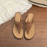  MQTIME  -  French Polka Dot Flat Bottom Sandals Women's leopard print Summer New Outdoor Wear Skirt Anti-Slip Cool Sandals Women Outdoor