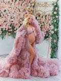 MQTIME  -  Luxury Customized Maternity Dresses for Photoshoot Tulle Robe Wedding Bridal Sleepwear Nightwear Front Split BabyShower Gown
