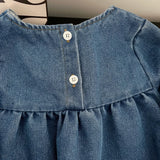 MQTIME  -  Girls Denim Dress Autumn Spring Long Sleeve Embroidery Floral Kids Dresses Fall Children Casual Dress Baby Girl Clothes 2-7Yrs