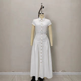 MQTIME  -  French Lapel Long Dress Single-breasted Women's Summer Slim Dress Fashionable Commuter Women's Clothing