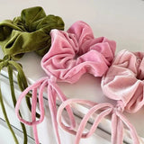 Mqtime Korea Vintage Velvet Long Headbands for Women Girls Scrunchie Colorful Bow Knot Hair Bands Cute Hair Accessories New