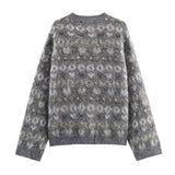  MQTIME  -  Women's Soft Knitted Pullover Women Fashion Long Sleeve Vintage Jacquard Sweater New Casual Loose Knitwear Tops ﻿ ﻿
