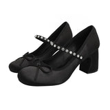 MQTIME  -  Sweet Style Women's Mary Jane Shoes Exquisite Rhinestone High Heels for Woman Fashion Casual Shoes Designer Shoes Zapatos Mujer