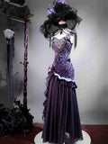 MQTIME  -  Mysterious Nocturne Velvet Elegant Mermaid Dress Elegant Gown Strap Dress Lolita Purple Evening Party Long Dresses