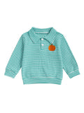 MQTIME  -  Kids Halloween Costume Long Sleeve Striped Shirt with Pumpkin Embroidery for Toddler Boys Casual Fall Clothes Outfit