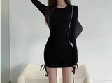 MQTIME  -  Women Summer Autumn Sexy Casual dress Fashion Elegent Black Long Sleeve Dress 2024