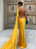 MQTIME  -  Elegant Satin Long Dresses Women Chic Fashion Solid Slim High Waits Female Robe With Ribbon Summer Lady Party Vestidos 2025 New