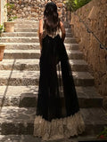 MQTIME  -  Sexy Dress Women Fashion Jacquard Patchwork See Through Backless Low-Neck Sleeveless Trend Vacation Party Bodyocn