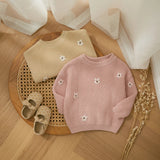 MQTIME  -  Winter Autumn New Baby Boys Girls Sweater Long Sleeve Cute Flower Knit Clothes Newborn Knitwear Pullover Top For Infant