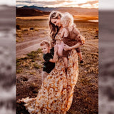 MQTIME  -  Maternity Dresses For Photo Shoot Printed Chiffon Elegant Off Shoulder Long Sleeves Dress Photography Boho Style Dress For Women