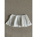 MQTIME  -  Spring Womens Lace Hollow Embroidery Floral Butt Curtain Skirt Fashionable Layered Over Skirt Casual Chiffon Mini Skirt