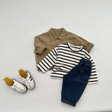  MQTIME  -  Autumn New Children Long Sleeve Coat Solid Boys Casual Cargo Jacket Fashion Girls Vintage Cardigan Cotton Kids Clothes