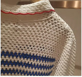 MQTIME  -  Elegant Hollow out Knitwear Polo Collar Short Style Summer New Arrival Women's Fashion Light Weight Polyester Fiber Top