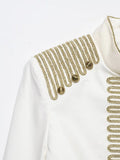 MQTIME  -  Women Fashion  Gold Braided Cropped Military Jacket Autumn Female Chic Jacket Lady Long Sleeve Short Napoleon Coat