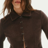 MQTIME  -  Trendy Summer New Womens Corduroy Shirt Jacket Long Sleeve Lapel Slim Fit Casual Blouse Tops for Work Travel Trendy