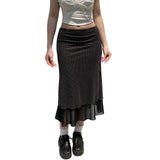MQTIME  -  Elegant High Waist Pleated Midi Skirt with Floral Print for Women Stylish A-Line Knee Length Skirt for Summer
