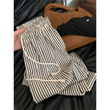 MQTIME  -  Striped Pants For Women In Summer Loose Slim Casual Wide Leg Straight Leg Long Pants