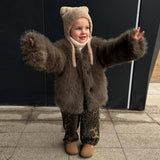 MQTIME  -  Toddler Girls Fur Jacket Solid Color Thicken Kids Baby Girls Plush Coat New Winter Fashion Little Girls Fluffy Outerwear Coat