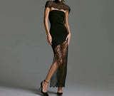  MQTIME  -  New Lace Shawl Tube Top Dress Sexy Hot Girl Slim Backless Slit Long Skirt for Women
