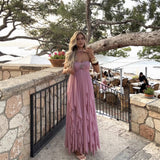  MQTIME  -  New Spring Wide Camisole Strapless Sequin Decoration Lotus Leaf Hem Banquet Dress for Women