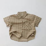 MQTIME  -  Korean Style Summer Baby Boys Plaid Outfits Cotton Linen Shirts Shorts 2pcs Toddlers Kids Casual Thin Sets