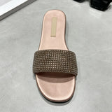MQTIME  -  Summer New Women's Shoes Exquisite Rhinestone Flat Slippers for Woman Fashion Vacation Casual Shoes Designer Shoe Zapatos Mujer