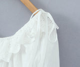 MQTIME  -  Summer New Princess Dress Square Collar Cotton A-line White Dress Embroidered Lace Mini Dress Open Back Vestidos