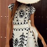 MQTIME  -  Spring Summer New Fashion Printed Women Skirt Set Simple Round Neck Female Sleeveless Two Piece Set Dress