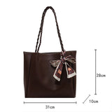 Mqtime PU Leather Shoulder Bags Women Handbags Personality Knitted Strap Design Fashion Female Ladies Big Tote Bags Black/Brown/Khaki