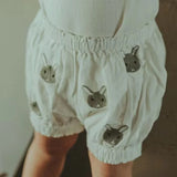 MQTIME  -  Summer Baby Set Long-sleeved Romper Top Shorts Pure Handmade Embroidered Cartoon Animals High-quality Fabric Physical Texture