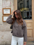 MQTIME  -  Elegant Women O Neck Cardigan Knitted Long Sleeve Button Pocket Slim Fitted Short Sweater 2025 Fashion New Pullover Knitwear Top