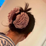 Mqtime Rose flower hair claw fashion women beach hair clips holiday hairpin Hair styling Barrettes Headwear Retro Hair Accessories