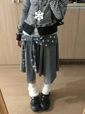  MQTIME  -  Vintage Polka Dot Bandage High Waist A-LINE Patchwork Japanese Skirts