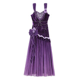 MQTIME  -  Mysterious Nocturne Velvet Elegant Mermaid Dress Elegant Gown Strap Dress Lolita Purple Evening Party Long Dresses