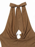 MQTIME  -  Sexy Hollow Out Women's Dressess Sexy Slim Halter Sleeveless Hip Package Long Robes Female 2025 Summer New Lady Beach Club Dress