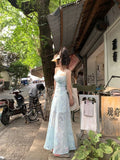 MQTIME  -  Elegant Floral Fairy Dress Women Casual Sweet Y2k Clothing Sexy Strap Dress Even Party One Piece Dress Korean Chic Sleeveless
