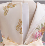 MQTIME  -  Flower Print Girls' Dress New Princess Bubble Sleeves Big Bow Gown Kids Sweet Dresses Children Casual Mesh Dress 1-5 Years