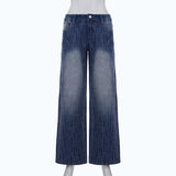  MQTIME  -  Y2K Rhinestone Wide Leg Jeans Women Gradient Washed Baggy Denim Pant Low Waist Sparkly Glitter Flare Trouser Streetwear