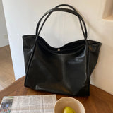 MQTIME  -  Trendy Large Capaci Soft Leather Tote Bag Women's Commuter oulder Bag Laptop Bag Handbag Magnetic Bule Closure Pure Color
