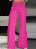 MQTIME  -  Women Pants Loungewear Spring Summer Hollow Fashion Ladies Trousers Solid Elastic Waist Wide Leg Pants Streetwear